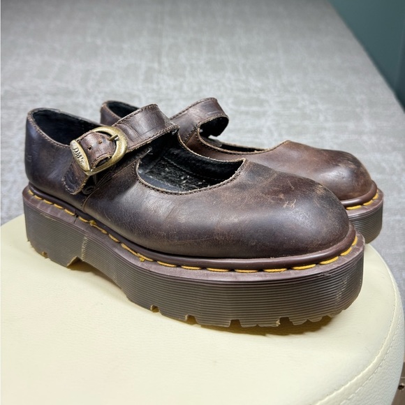 Dr. Martens Shoes - Vintage Dr. Marten Brown Platform Mary Jane Y2K Chunky UK Size 6 Made in England